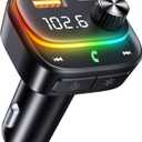 New FM Transmitter Bluetooth- 48W PD&QC3.0 Bluetooth Car Adapter with [Stronger Dual Mics & HiFi Deep Bass Sound], RGB Lights for Music Streaming