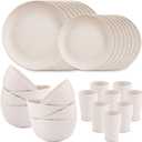 Supernal Wheat Straw Dinnerware Sets,Dish Sets for 8, Plates and Bowls Set Dishwasher Safe, Unbreakable Dinnerware, Reusable Tableware Set, Beige Color 16pcs Plates, 8pcs Bowls, 8pcs Cups (32pcs)