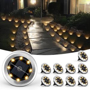 SOLPEX Mini Solar Ground Lights, 10 Pack Solar Lights Outdoor Waterproof, Pathway Lights Solar Powered, Solar Garden Lights, Landscape Lighting for Yard Driveway Walkway (Warm White)