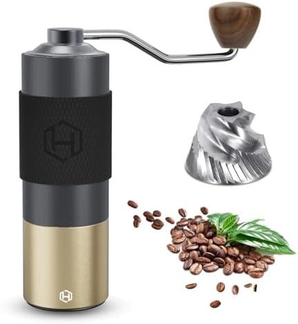 Manual Coffee Grinder - HEIHOX Hand with Adjustable Conical Stainless Steel Burr Mill, Capacity 30g Portable Mill Faster Grinding Efficiency Espresso to Coarse for Office, Home, Camping 2Pcs