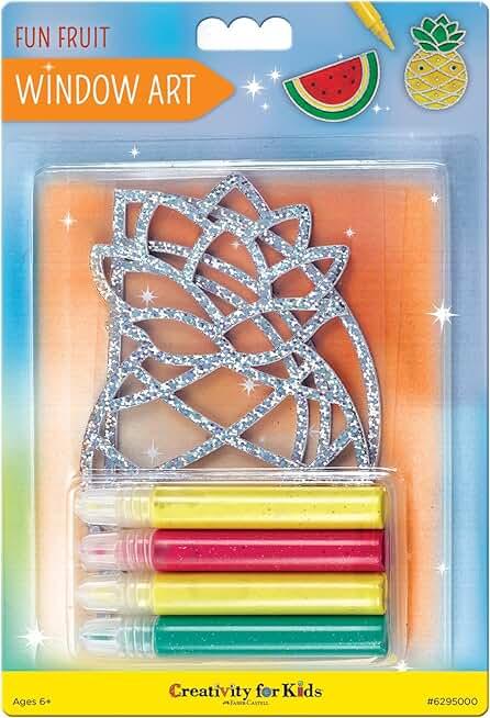 Creativity for Kids Window Art Fun Fruits - Paint and Decorate 2 Suncatchers, Create Your Own Window Art for Kids, Set of 3