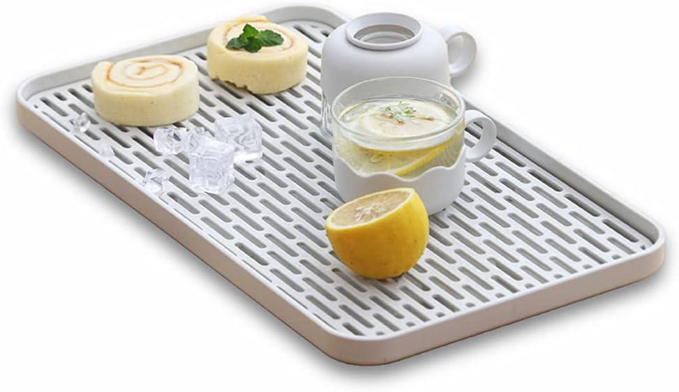 Cup Drying Rack & Dish Drying Tray, Drain Board for Small Kitchen Sink, Dish Drain Tray Large Enough for Counter or Coffee Table, Big White Dish Drying Mat (8.85W x 15.35L)