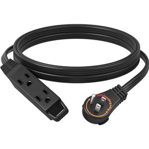 DEWENWILS 10FT Flat Plug Extension Cord, 360 Rotating Plug, 3 Prong Ultra Thin Power Strip, 13A/125V/1625W, 16 Awg Grounded Flat Power Cable for Indoor Narrow Space, SPT-3, ETL Listed, Black