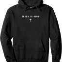 Jesus Is King Cross Christian Minimalist Religious Christ Pullover Hoodie, Grey, Size M
