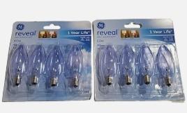 GE Reveal Light Bulb Soft White 60 W 455 Lumen E12 Candelabra Base 8 Bulbs, 2 Pcs