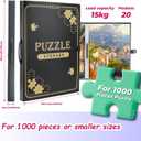 1000 Pcs Puzzle Storage Portfolio Folder with 20 Acid- Free Pockets, Large Capacity Puzzle Organizer, Portable, Dustproof and Protective Accessory for Jigsaw Enthusiasts (Golden)