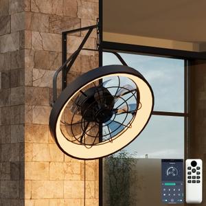 20" Wall Mount Fan with Light | Plug in - 3CCT Dimmable LED, 6-Speed, Smart Remote & APP Control, Ceiling & Wall MountIndoor & Outdoor for Patio, Garage, Living Room, WorkshopMetal Frame