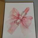 3Pcs Framed Pink Bow Feminine Lipstick Sunglasses Flowers Wall Art Decor Canvas Print Fashion Artwork Mural Picture Poster Bedroom Dressing Table Salon Decor 12x16 Inch Ready to Hang