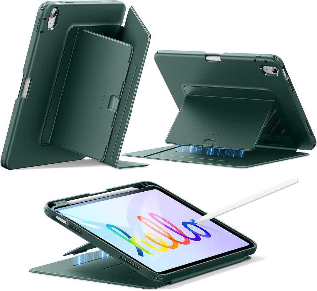 ESR for iPad A16 Case, iPad 11th/10th Generation Case (2025/2022), Vertical Stand Cover, Multi Stand Angles, Ultra-Stable Cover with Pencil Holder, Flip Series, Green