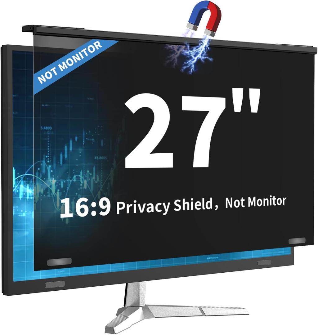 Magnetic 27 Inch Computer Privacy Screen for 16:9 Widescreen Monitor, Removable Hanging Anti-Blue Light Computer Screen Privacy Panel, Anti-UV Magnetic Attachment Monitor Privacy Screen