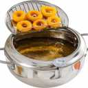 Deep Fryer Pot, Japanese Frying Pot with Thermometer and Oil Drip Drainer Rack, 304 Stainless Steel Tempura Deep Fryer Pot for Gas Stove and Induction Cooker for French Fries Chicken Wings