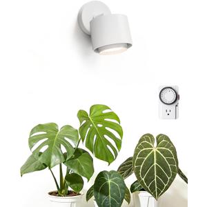 Barrina TR40a Track LED Grow Lights for Indoor Plants, 15°-60° Adjustable Beam Angle, 40W 4000K Wall Mounted Plant Light, Full Spectrum Ceiling LED Growing Lamps with Timer, White Cover, 1-Pack
