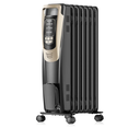PELONIS Champagne Oil Filled Radiator Heater with Remote and Thermostat, 5 Temperature Settings for indoor use Large Room, Energy Efficient Electric Space heater with Safety Features