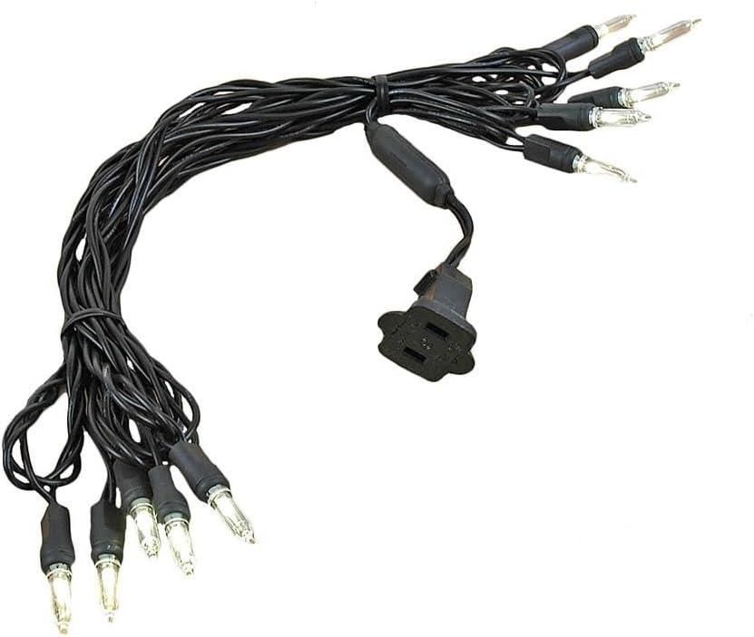 Novelty Lights Vintage Style T5 Warm White LED Christmas Lights, 11 Feet Black Wire String of 10 Mini Bulbs, UL Listed Indoor/Outdoor Tree Lighting