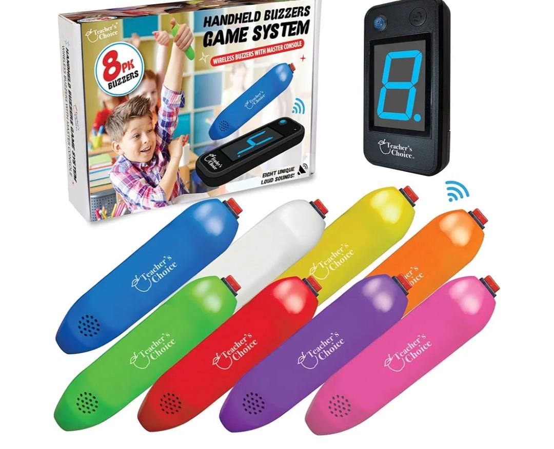 Digital Energy Wireless Handheld Game Buzzer System - Console Displays First Buzz-in - Great for Jeopardy, Family Feud, Trivia and Buzz Games - 8 Joystick Buzzers