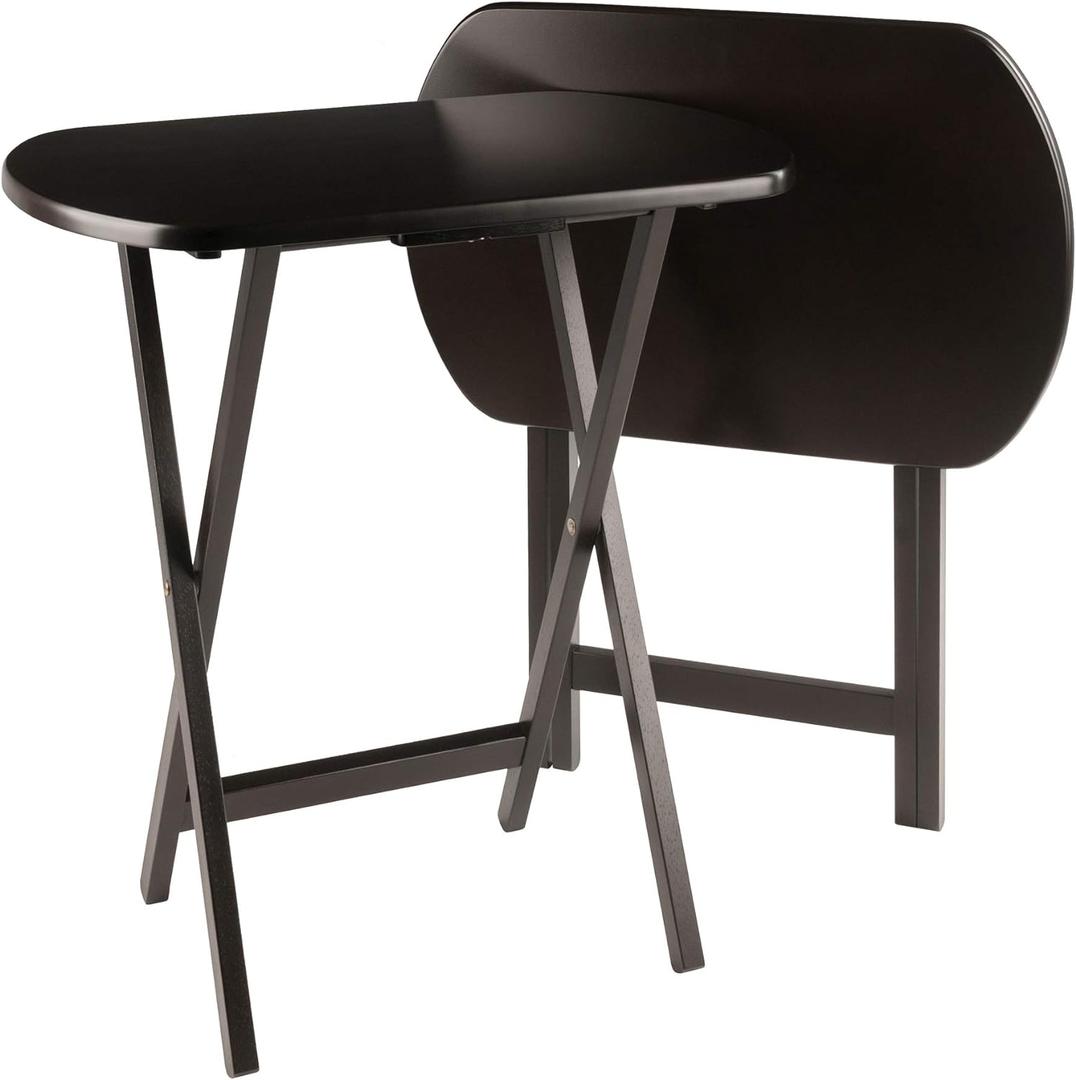 Winsome Cade Set of 2 Foldable Snack Tables, Oversized, for Living Room, 25", No Assembly, Coffee