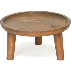 Red Co. 8.75 Dia Round Decorative Wooden Pedestal Plant Stand with Legs, Natural Brown