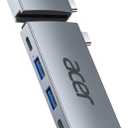 Acer 6 in 2 Detachable USB C Mac HDMI Adapter Multiport Hub Dongle for MacBook Pro/Air M3 M2 M1 13"-16" with 4K@60Hz, Compatible with Thunderbolt 3/4, 100W PD Charging, 2 USBA & 2 USBC 3.0 Data Ports