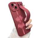 jueaes Cute Bow Case for iPhone 14 with Finger Hand Wrist Strap
