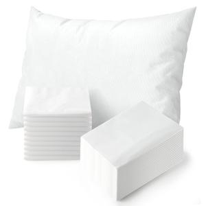 JMU 100PCS Disposable Pillow Case 21" x 30", Tissue/Poly Medical Pillow Covers Sleeves, White