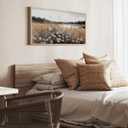 VIYYIEA Large Framed Canvas Wall Art, 20x40in, Fall Wildflower Landscape Painting for Living Room Bedroom, Above of Bed Neutral Decor, Horizontal Retro Vintage Artwork