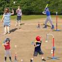 QDRAGON 4 in 1 Tball Set for Toddlers 3-5 with Toss and Catch Ball Set/ 2 Bats, Hanging Tee Ball Stand with Auto Pitching Machine, Indoor Outdoor Sport Toys Christmas Birthday Gifts for Boys Girls