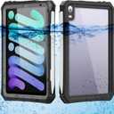IP68 Waterproof Case Compatible with iPad Mini (A17 Pro 7th Gen) 8.3'' 2024/ Mini 6 w/Pencil Holder Kickstand Shock-Dust-Proof Full-Sealing Cover Compatible with Magic Keyboard A2993 A2995