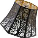 Lampshade Bell Lamp Shades 7.9" Top x 13.8" Bottom x 8.7" High (Spider) Metal Black Gold Large Lamp Shade for Floor Lamp Bedside Lamp & Table Lamp - Art Forest Etched - Lampshades Replacement