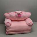 MOONBEEKI Kids Couch Fold Out, Foldable Princess Chair for Toddlers 1-3, Sofa Bed for Kids Folding Toddler Bed Lounger Chair for Bedroom Pink