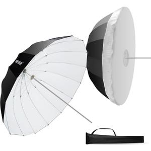 NEEWER 65"/165cm Parabolic Reflective Umbrella Photography with White Inner, Soft Lighting with Diffuser Cover, Bag, Quick Fold for Camera Photo Studio Video Light Shooting Monolight Flash, NS3U