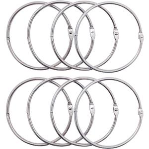 8Pack Loose Leaf Binder Rings Nickel Plated Book Rings Key Chain Rings 3.9 Inches