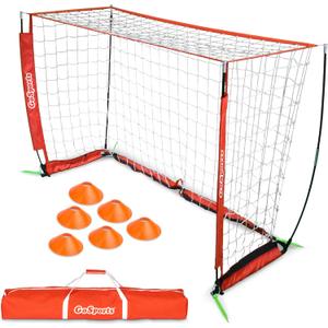 GoSports Elite Soccer Goals -  6 x 4 ft Portable Soccer Nets for Games or Practice - Includes 6 Cones, Carrying Case, and Ground Stakes