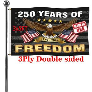 Jayus Double Sided 250th Anniversary American USA Flags 3x5 Outdoor- Vivid Colors 3Ply 1776-2026 250 Years Birthday Patriotic Flags Banners- Heavy Duty 100% Polyester with 2 Brass Grommets