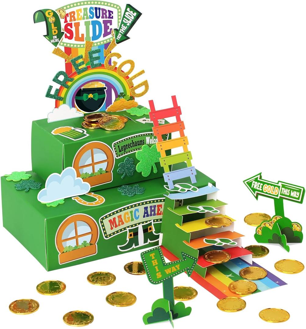 Wninbu Leprechaun Trap Kit for Kids,St. Patrick's Day Decorations DIY Craft Catch a Leprechaun Trap Kit,St. Partrick Day Party Supplies Classroom Activity