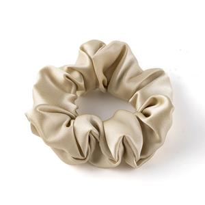 Bunnikins & Clover Silk Scrunchies for Hair Sleep, 100% Mulberry Silk Hair Tie for Curly Hair with Elastic Band, Thick Elastic Hair Scrunchie for Women Girls (1pc,Champagne)