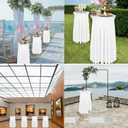 BDDC Cocktail Table Covers - 2 Pack 24"x 43" White Cocktail Table Tablecloth with Natural Wavy Round Skirt for Bar Wedding Party Banquet