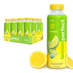 Lemon Perfect Lime, Flavored Lemon Water, Organic, Zero Sugar, Healthy Hydration Drinks, 15.2 fl oz Bottles (12-Pack) BBD 03-12-26
