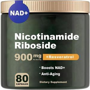 NAD+ Supplement - Liposomal Nicotinamide Riboside 900mg Resveratrol Quercetin - Organic NAD Supplement for Anti-Aging, Energy, Focus - 80 Capsules, BB 10/10/2026