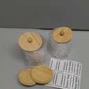 Tbestmax 4 Pack Qtip Holder Dispenser Cotton Ball, Cotton Swab, Floss - 12oz, 10 oz Clear Plastic Apothecary Jars for Bathroom Organizer and Storage Containers (Bamboo Lids)