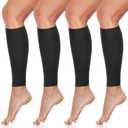 SATINIOR 4 Pairs Calf Compression Sleeve Leg Compression Sock Calf and Shin Support Relieve Calf Pain for Men Women Youth for Running, Cycling, Walking Black, Medium