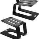 Audio Express Metal High Rise Speaker Stands, Desktop, Tilted Speaker Risers, Gaming, PC, Freestanding, Bookshelf, Studio Monitor Stand, Heavy-Duty Steel (Pair)