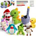 YOKISS 8Pcs Beginner Crochet Starter Kit, Creative Birthday Gifts for Adults & Kids, Popular DIY Patterns, 40% Extra Yarn Crochet Animals Kits with Step-by-Step Video Tutorials