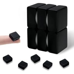 6 Pack Neodymium Square Magnets, Strong Permanent Rare Earth Magnet, Small Magnetic Square for Fridge, Whiteboard, DIY, Crafts and Office, 1/2 inch x 1/2 inch x 1/4 inch (Black)
