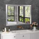 Amorho 40x30 Inch Bathroom Mirror Silver, Thick Metal Framed Wall Mirrors for Over Sink, Brushed Nickel Mirror Perfect for Bedroom, Living Room, Entryway, Rectangle (Horizontal/Vertical).