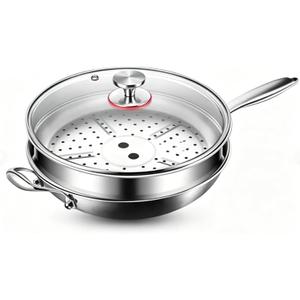 Toutrop Titanium Hammered Pan Pro,Frying Pans Nonstick,Flat Bottom Non-Stick Wok With Lid and Steamer Basket,Durable Scratch-Resistant Titanium Pans for Cooking,14inch with Steamer