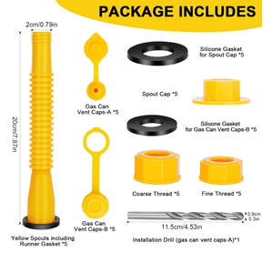 Godboy Gas Can Spout Replacement, Gas Can Nozzle, (4 Kit-Yellow) Flexible Pour Nozzle Suitable for Most 1/2/5/10 Gal Oil Cans, Fuel Can Spout Replacement