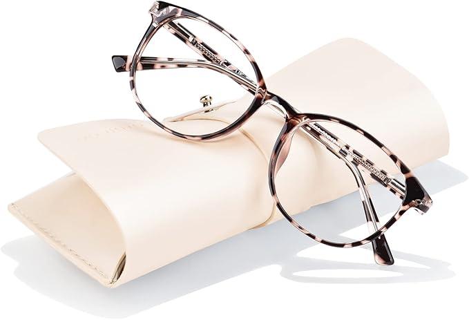 FONHCOO TR90 Blue Light Blocking Glasses for Women and Men, Computer Glasses, Round Clear Lens Anti Blue Light Glasses, Anti Eyestrain and UV Glare for Gaming and Reading