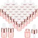Didaey 100 Pcs Mini Glass Oil Dropper Bottle Bulk, Clear Essential Small Empty Bottles Sample Containers Perfume Liquid Vials with Cap for Traveling (2 ml,Pink Body)