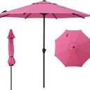 Abba Patio 9FT Lyon Outdoor Patio Umbrella Outdoor Table Umbrella with Crank Market Umbrella 8 Sturdy Ribs UV Protection Waterproof and Push Button Tilt for Garden Deck Backyard Pool,Pink