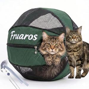 Fruaros Outdoor Cat Exercise Ball 2.0, Breathable Interactive Rolling Toy for Indoor & Outdoor Play, Durable Lightweight Cat Play Ball for Exercise & Enrichment, Green